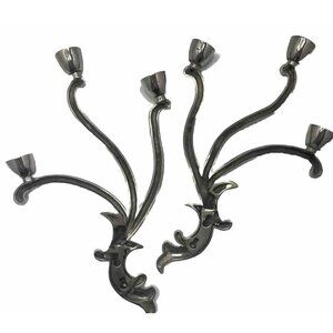 Global Views India Silver Candle Holder Pair of Wall Sconces